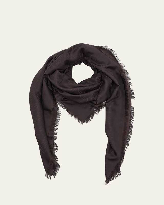 Grand Carre Jacquard Silk-Wool Scarf
