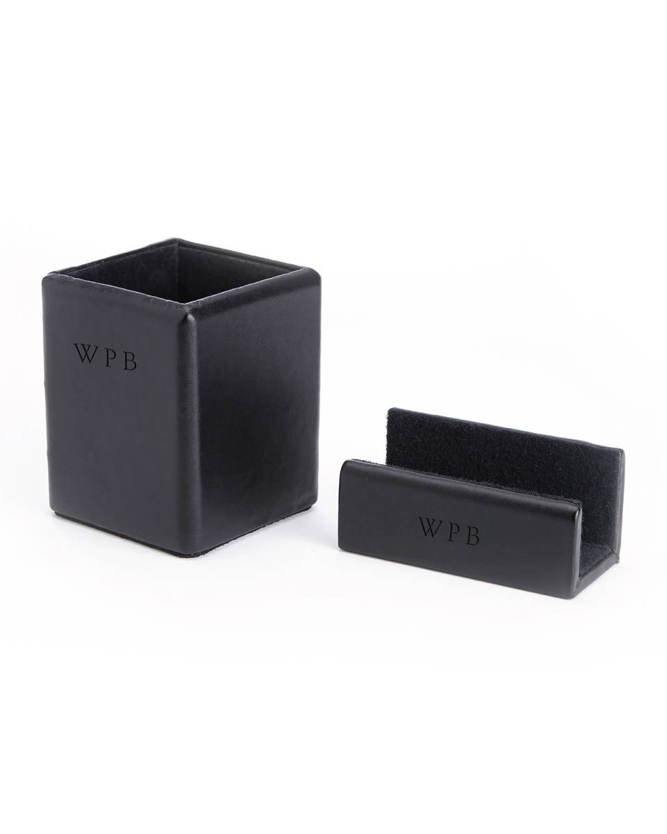 Monogrammed Leather Executive Desk Accessory Set