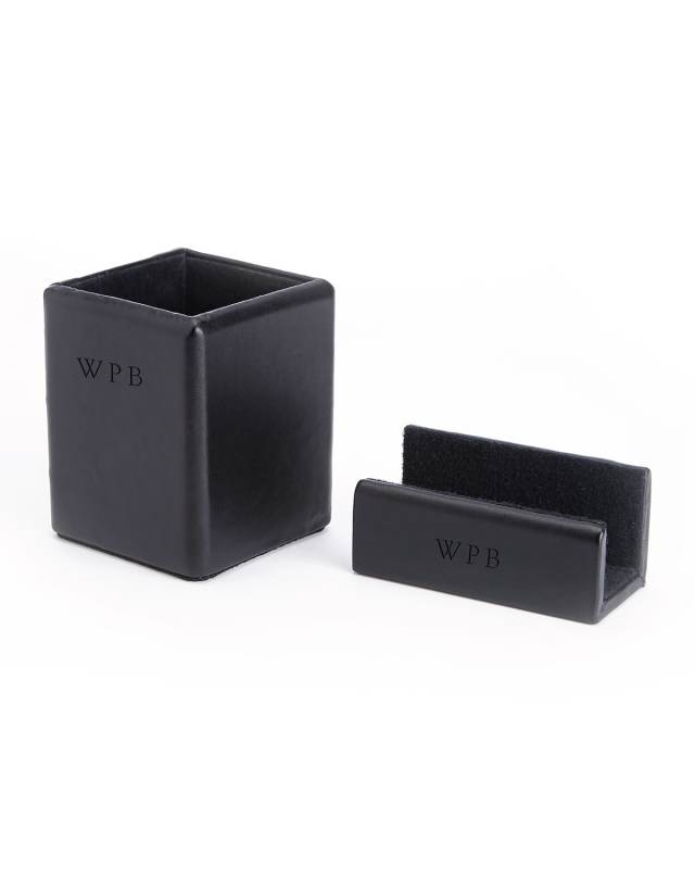 Monogrammed Leather Executive Desk Accessory Set