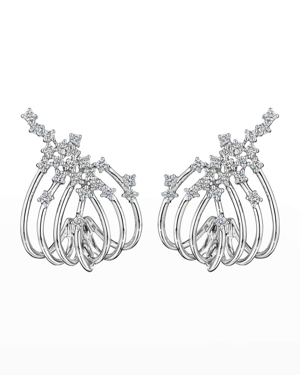 18K Luminus White Gold Cuff Earrings with VS-GH Diamonds