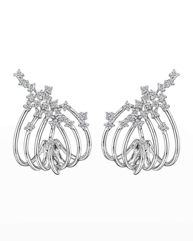 18K Luminus White Gold Cuff Earrings with VS-GH Diamonds