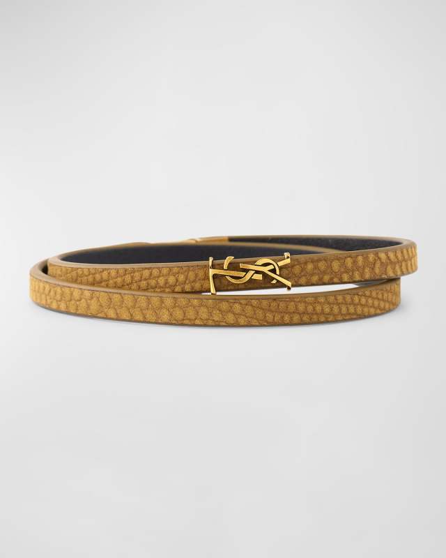 Leather Double-Wrap YSL Bracelet
