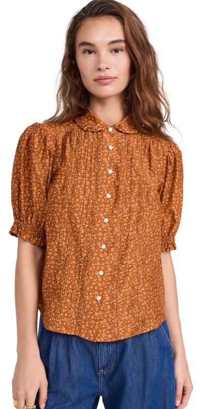 Birds of Paradis Gemma Blouse Pecan Ditsy