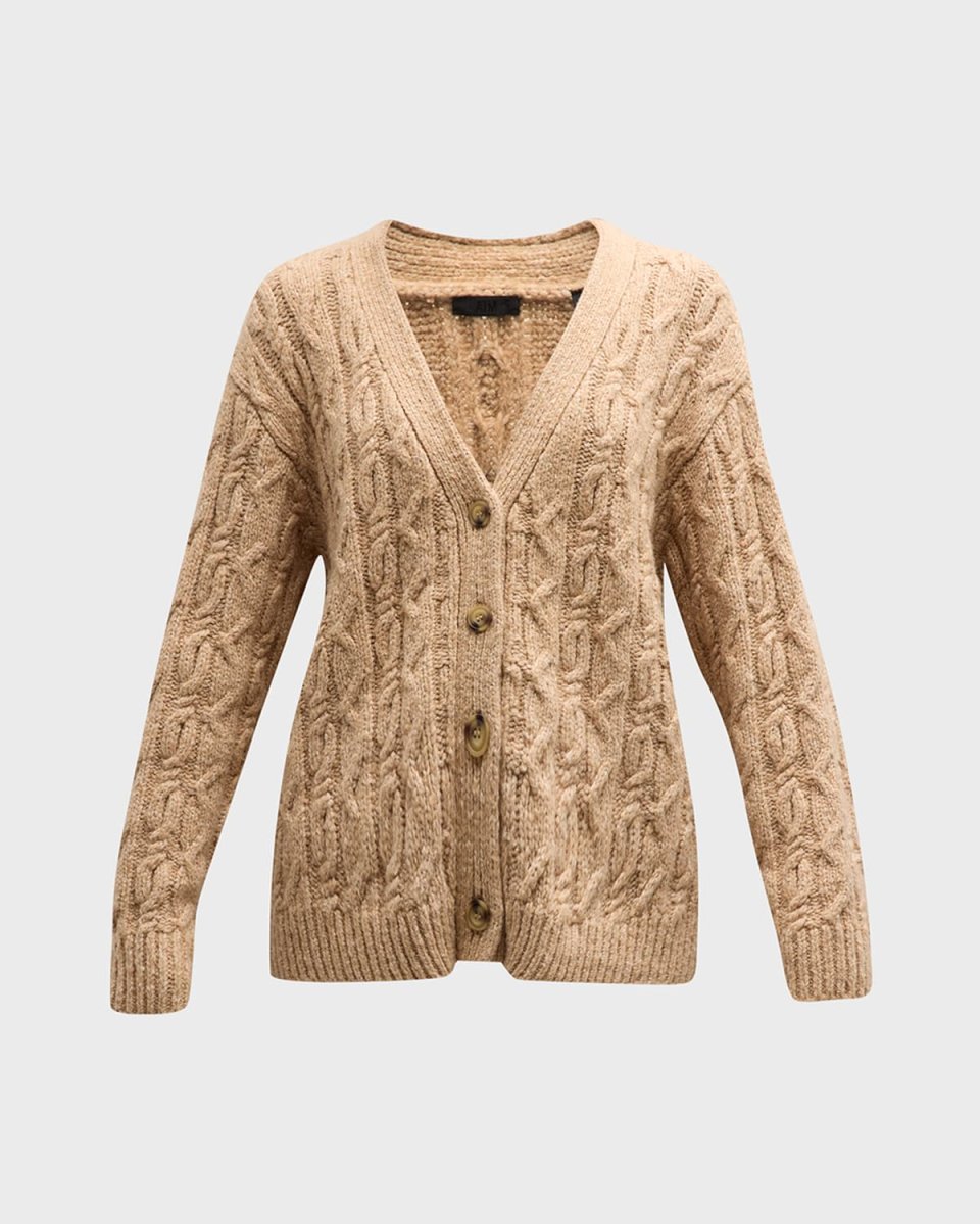 Boucle Cable-Knit Cardigan