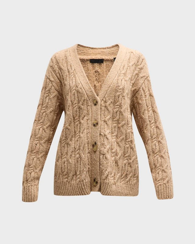 Boucle Cable-Knit Cardigan