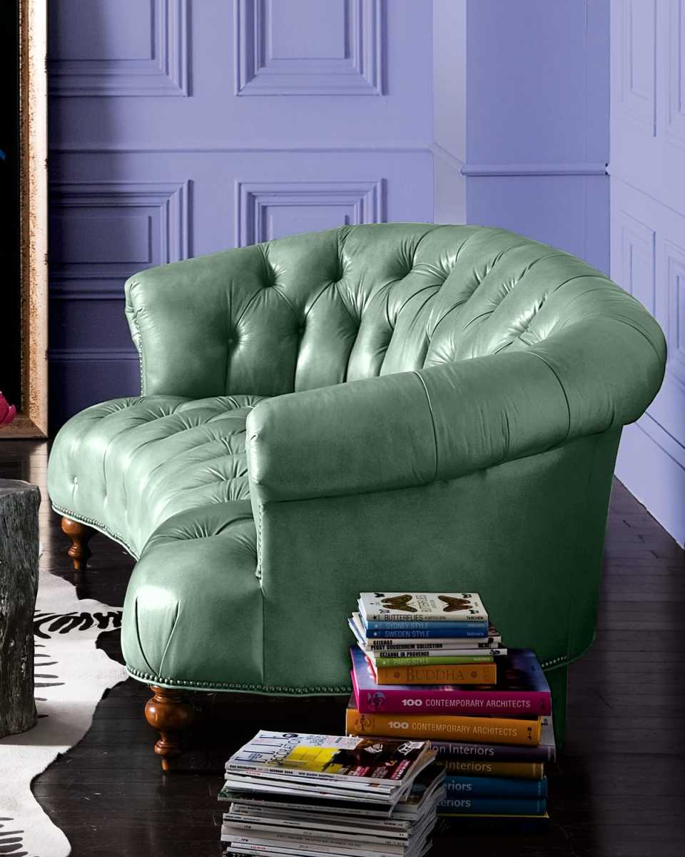 Teresa Tufted Leather Sofa, 71"