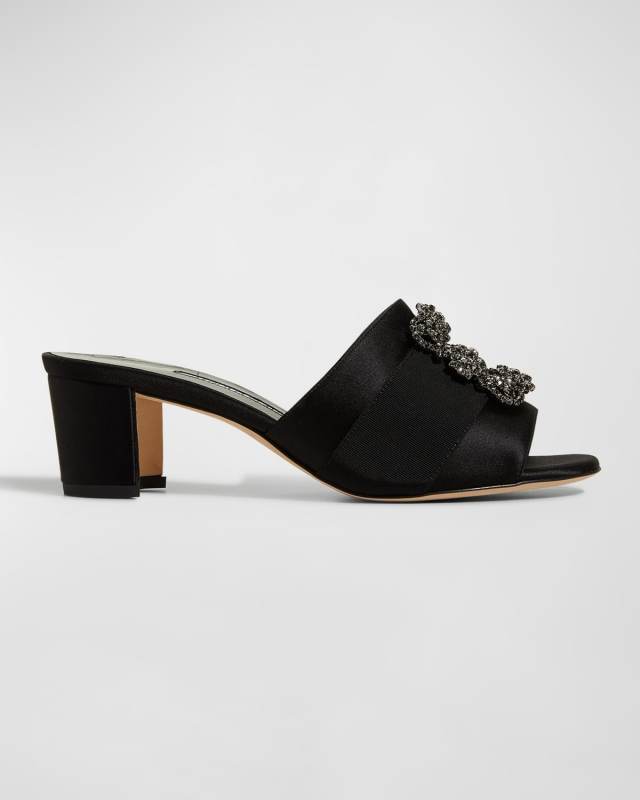Marta Crystal Buckle Silk Sandals
