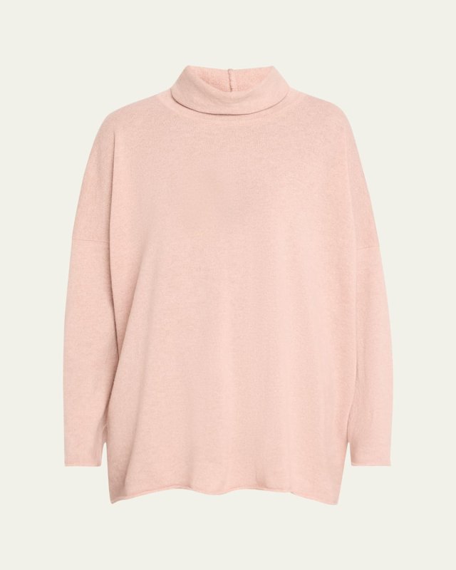 Raw Edge Scrunch Neck Cashmere Top