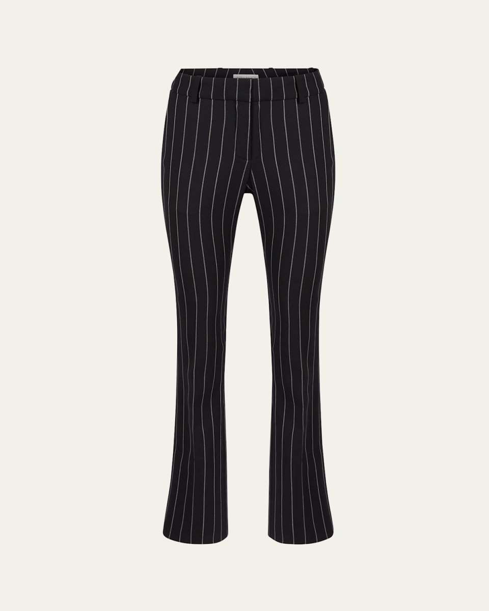 Pinstripe Straight Ankle Wool Pants