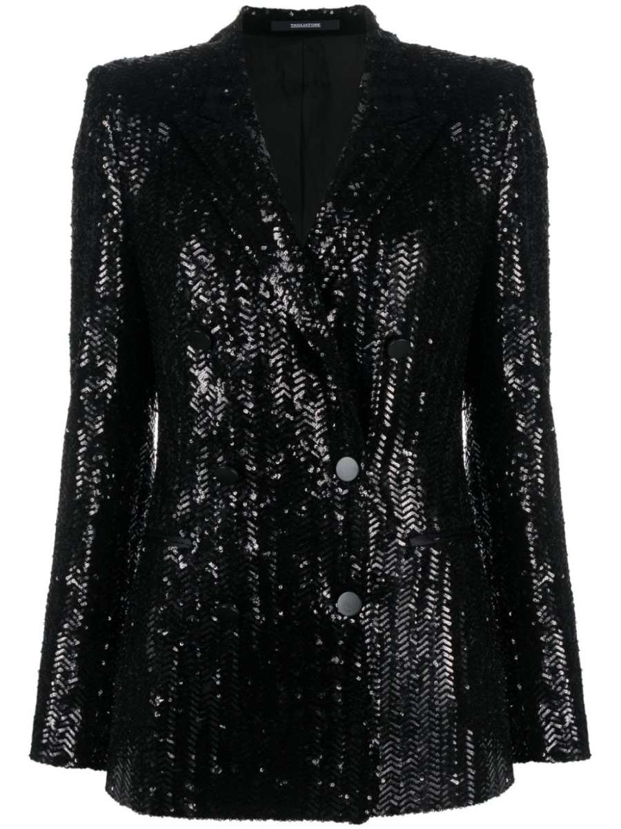 sequinned herringbone blazer