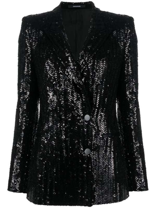 sequinned herringbone blazer