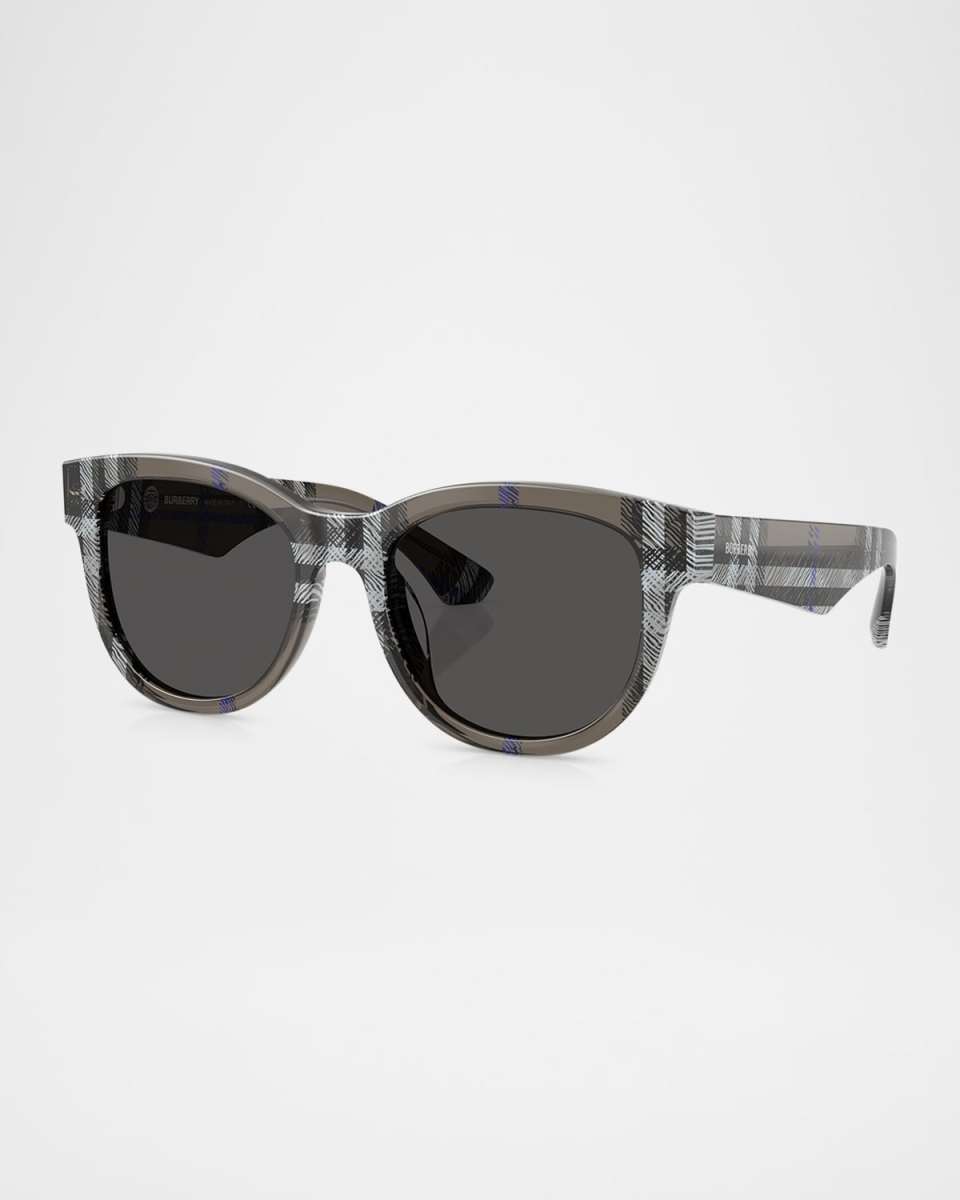 0BE4432U Check Round Sunglasses