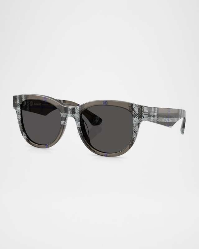 0BE4432U Check Round Sunglasses