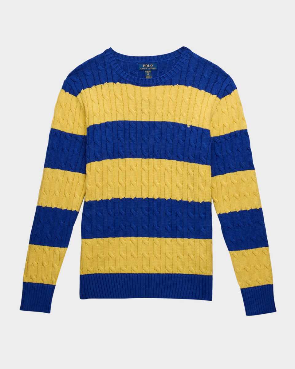 Boy's Striped Cable Knit Sweater, Size S-
