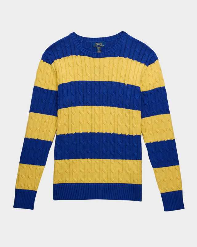 Boy's Striped Cable Knit Sweater, Size S-