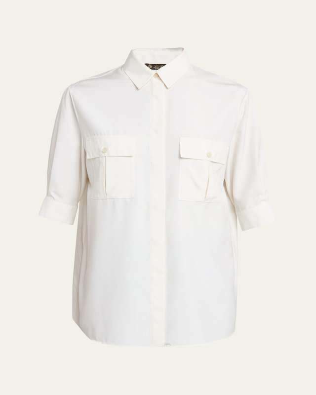Cinzia Button-Front Silk Shirt