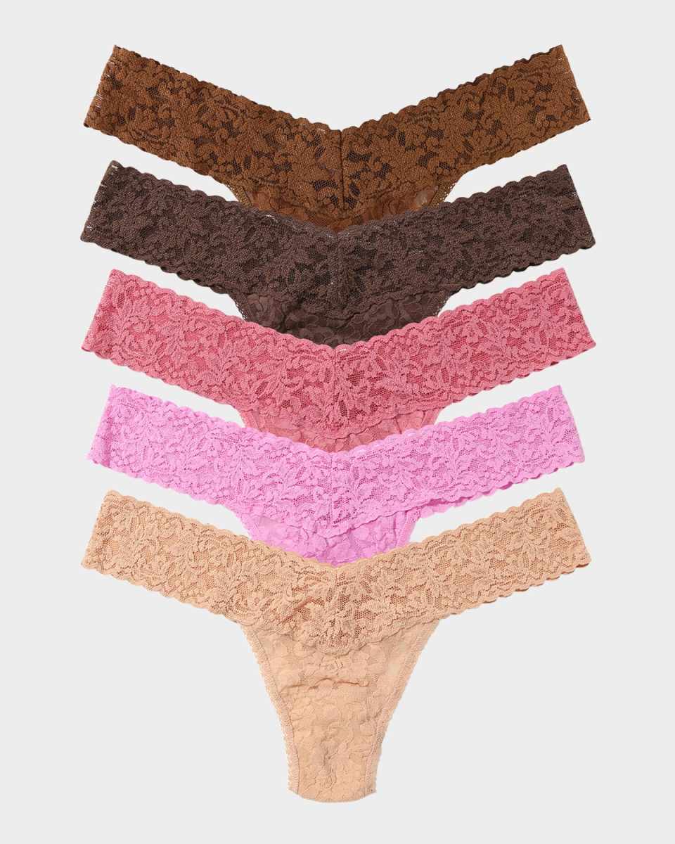 5-Pack Low-Rise Multicolor Lace Thongs