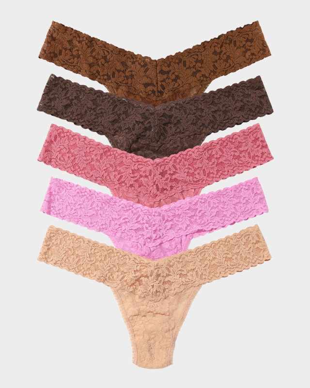 5-Pack Low-Rise Multicolor Lace Thongs