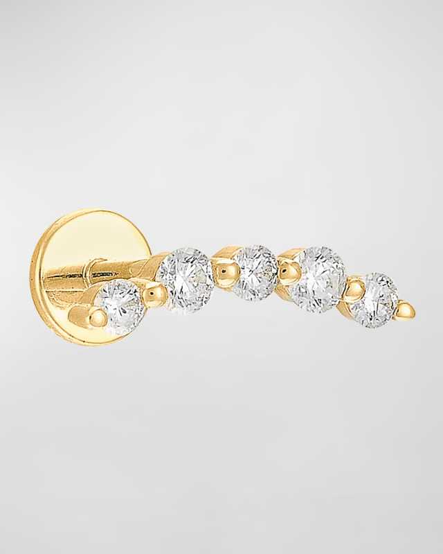 Five Diamond Curvy Stud Earring, Single