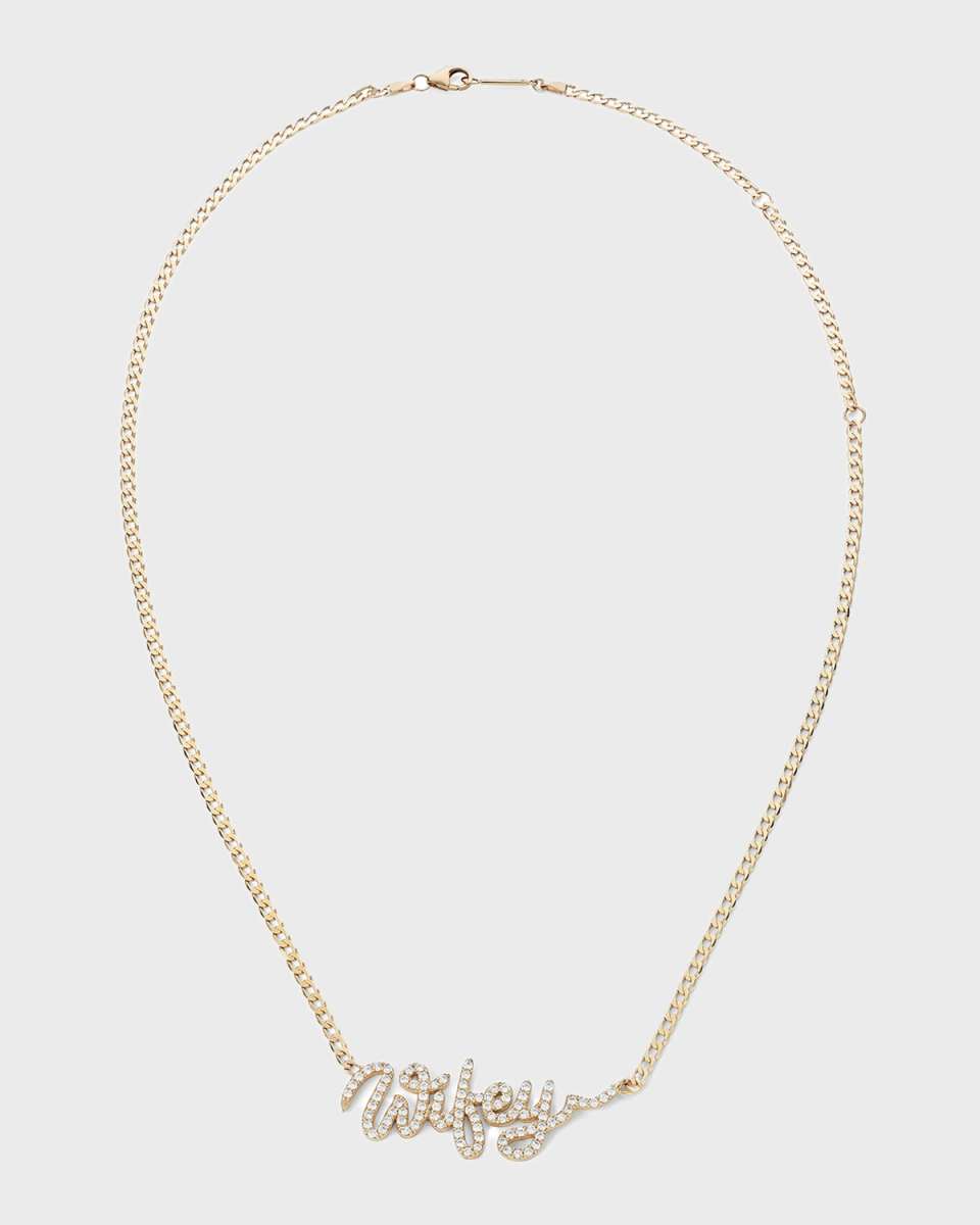 14k Yellow Gold Wifey Necklace with Diamonds