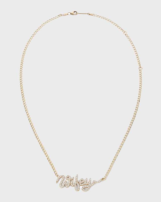 14k Yellow Gold Wifey Necklace with Diamonds