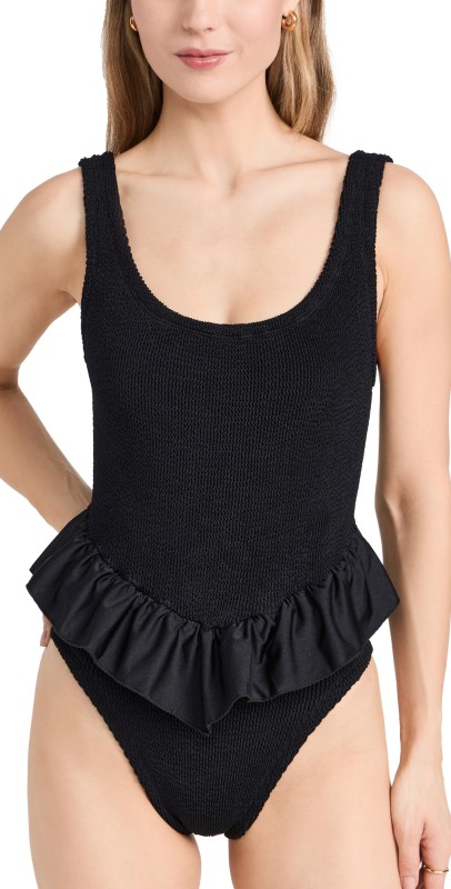 Hunza G Denise Frill One Piece Black