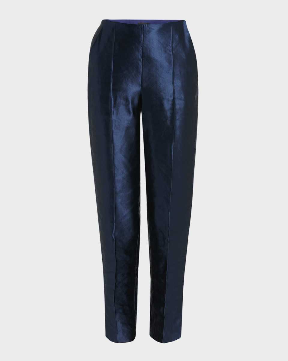 Linen Silk Straight-Leg Trousers