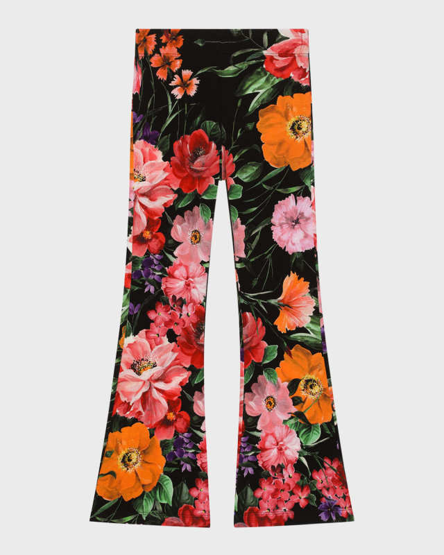 Girl's Floral-Print Flare Leggings, Size 4-6