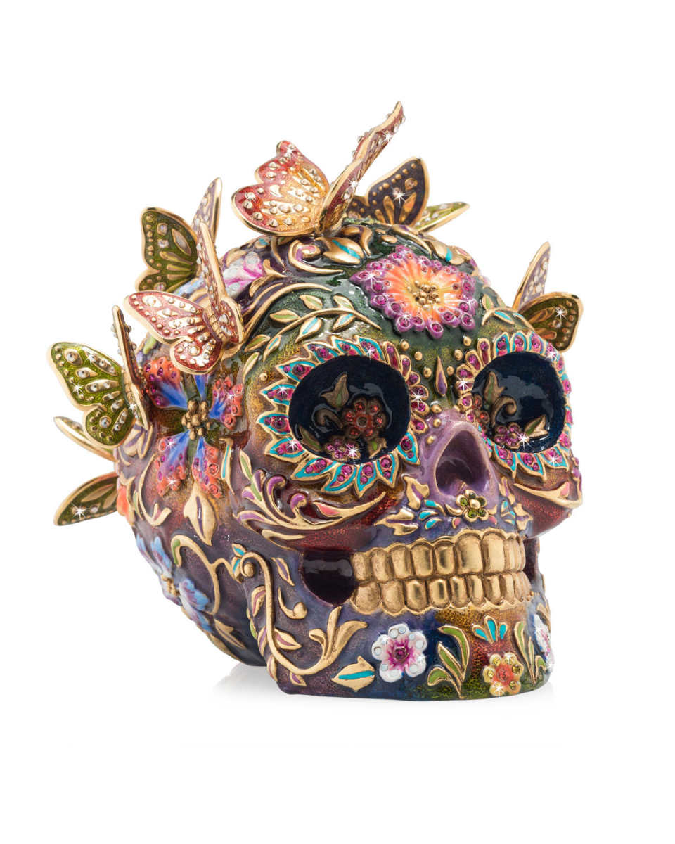 Skull with Butterflies Figurine