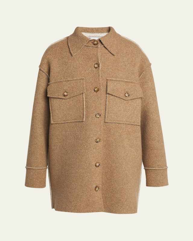 Felted Wool Oversize Utility Shirt Jacket