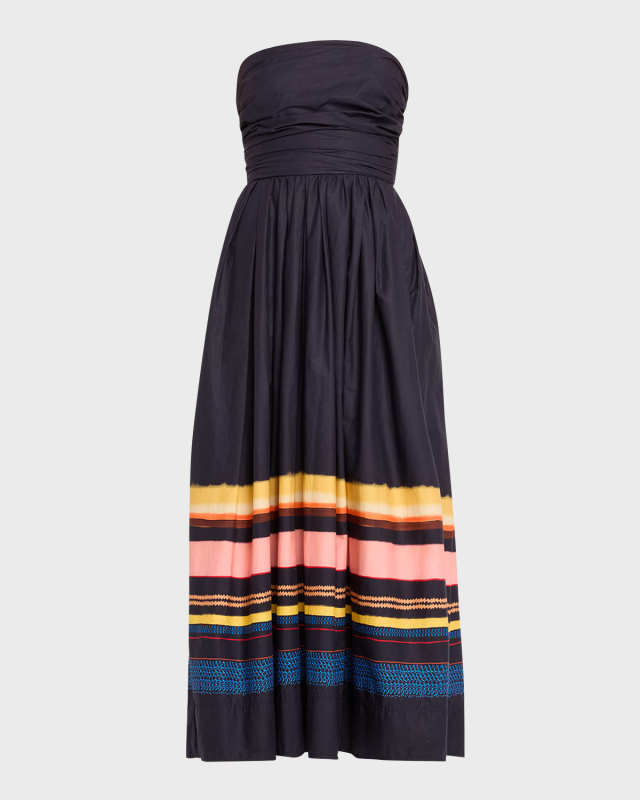 Tate Strapless Stripe Midi Dress