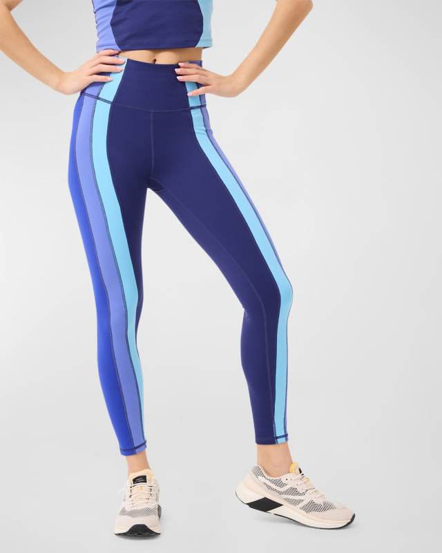 TLC Side Stripe Colorblock Leggings in Blues
