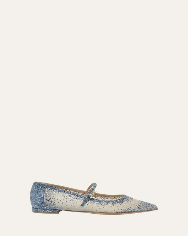 Strass Organza Mary Jane Ballerina Flats