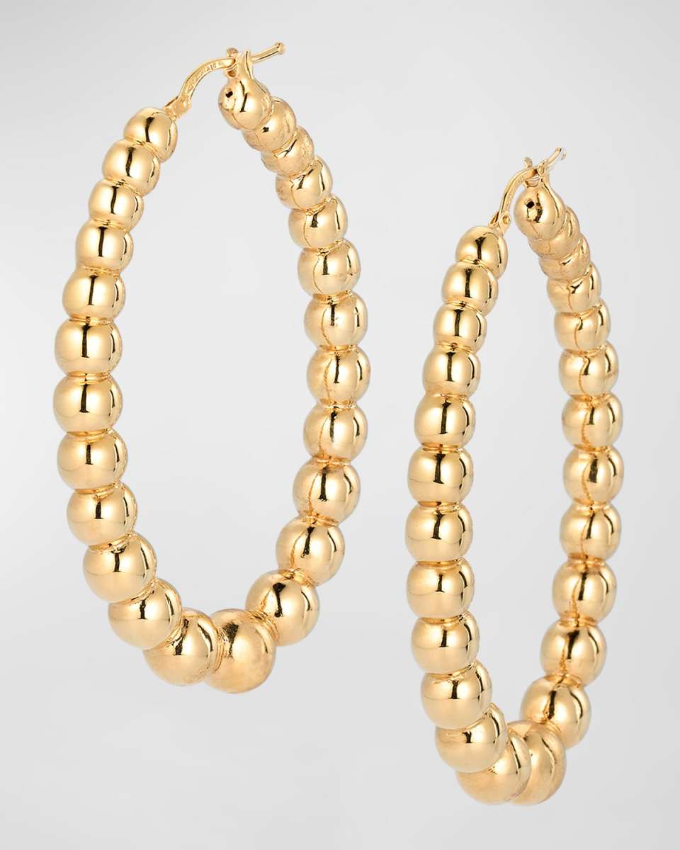 Golden Dreams 18K Yellow Gold Beaded Oval Hoop Earrings