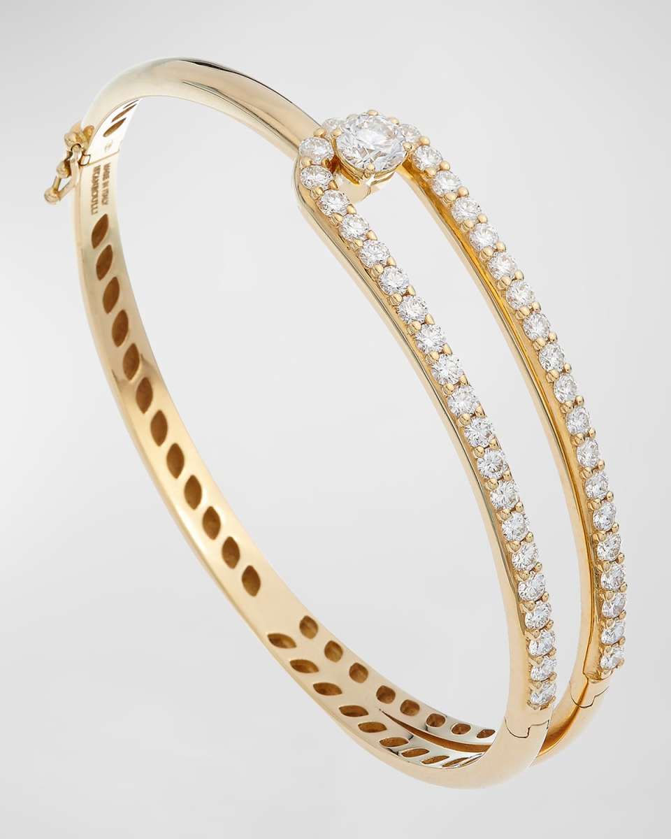 18K Yellow Gold Bracelet with Diamond Half