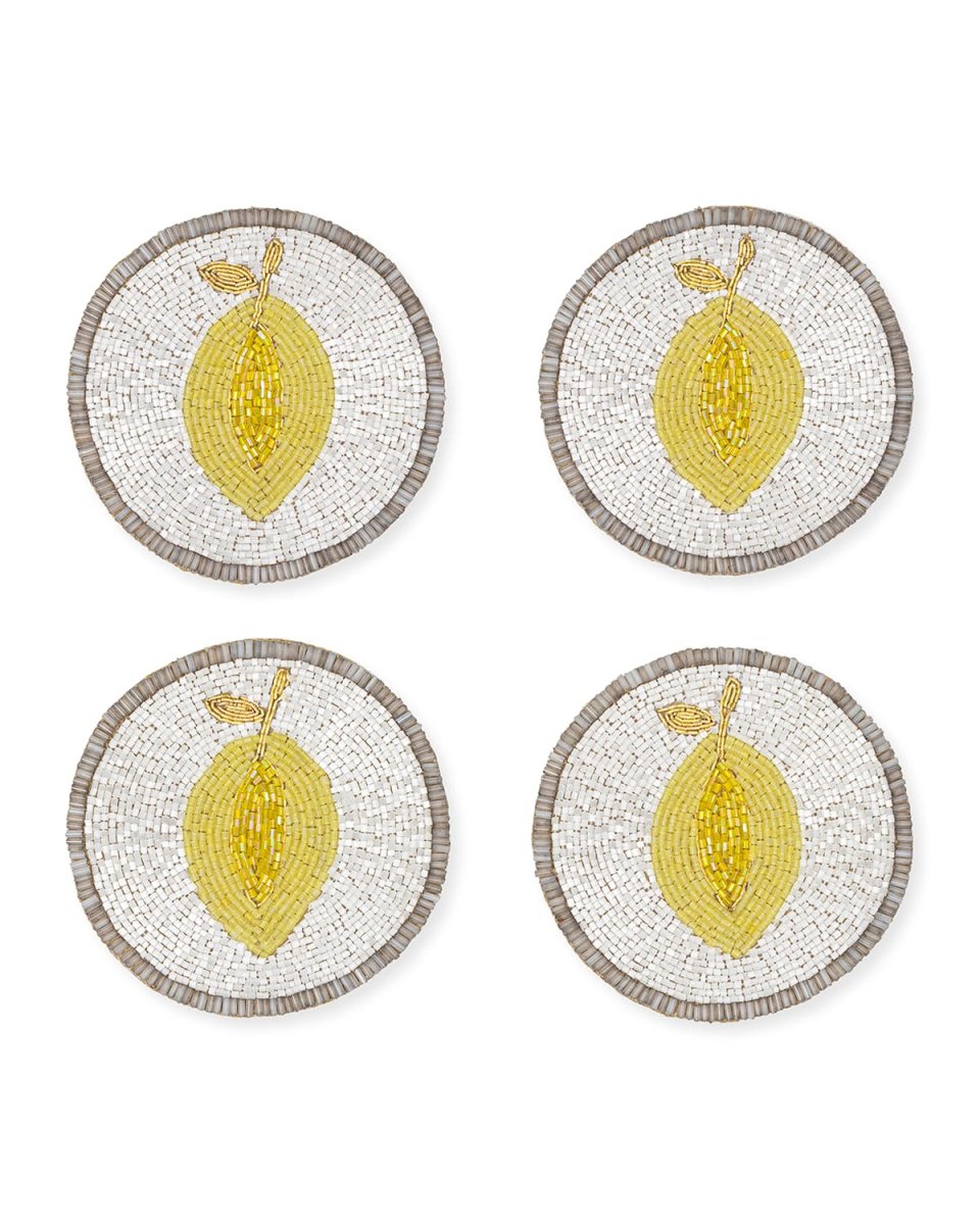 Lemon Beaded Coasters, Set of 4