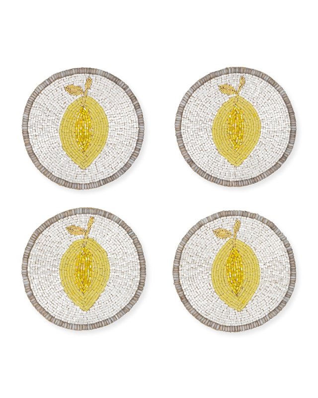 Lemon Beaded Coasters, Set of 4