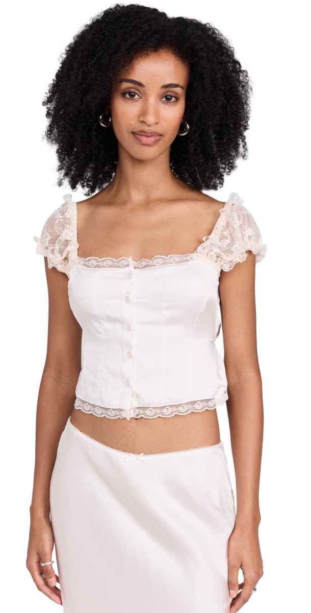 GUIZIO Kahli Lace Top Ballet Slipper/Ivory
