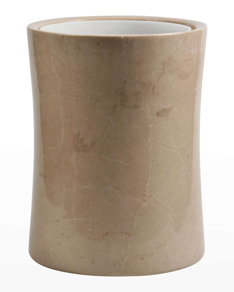 Myrtus Verona Beige Marble Waste Bin w/ Liner