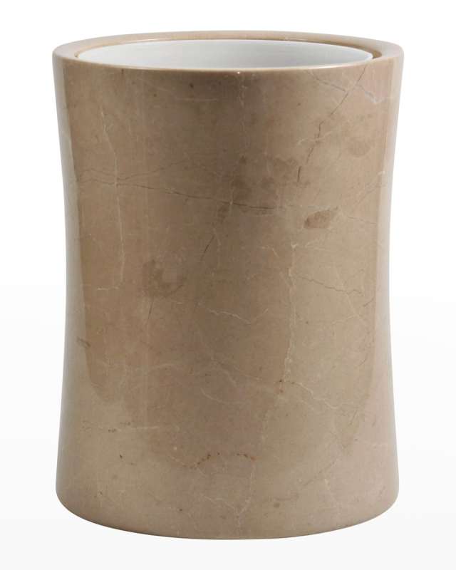 Myrtus Verona Beige Marble Waste Bin w/ Liner