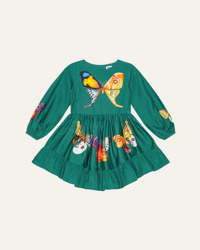 Girl's Calissa Butterfly-Print Dress, Size 7