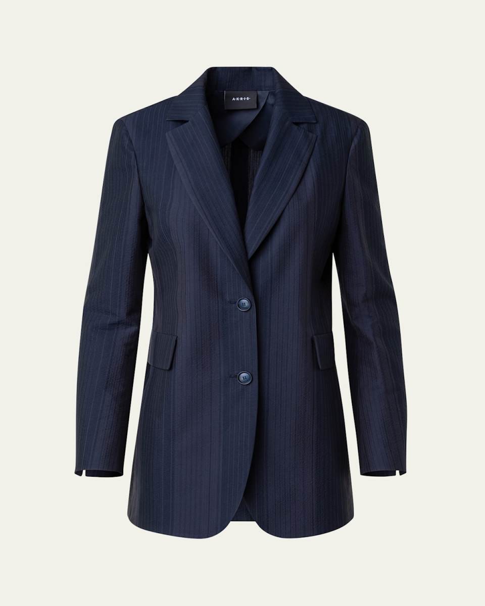 Alvina Blackwatch Seersucker Blazer Jacket
