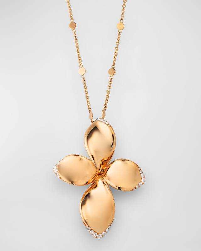 18k Rose Gold Diamond Flower Pendant