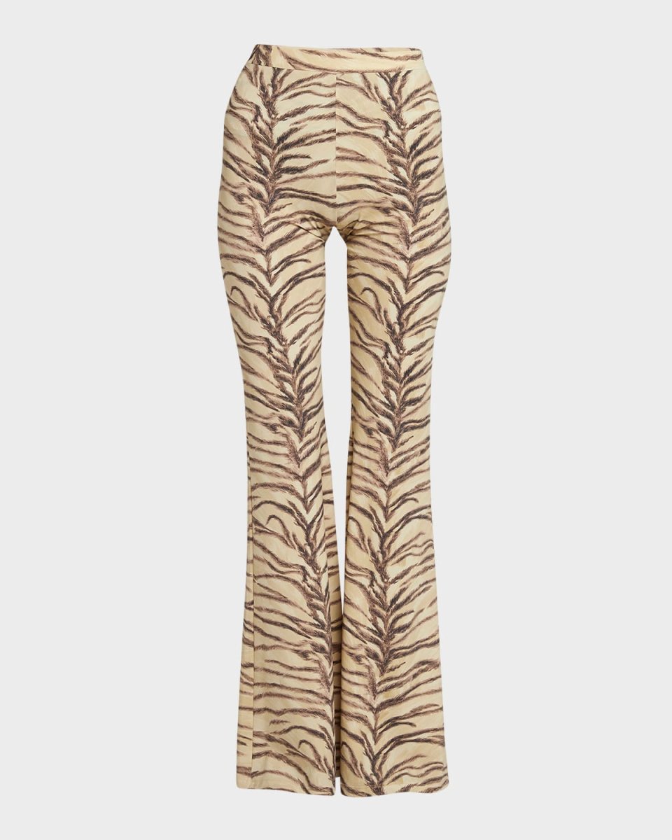 Tiger Print Flared Trousers