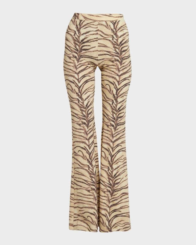 Tiger Print Flared Trousers
