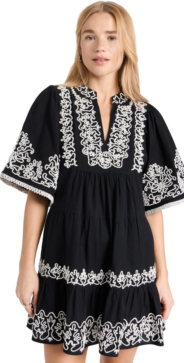 Sea Cordera Embroidery Tiered Dress Black