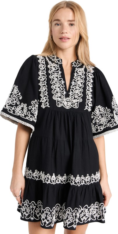 Sea Cordera Embroidery Tiered Dress Black