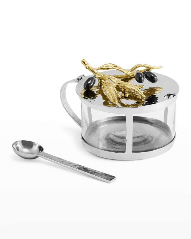 Olive Branch Condiment Container with Spoon