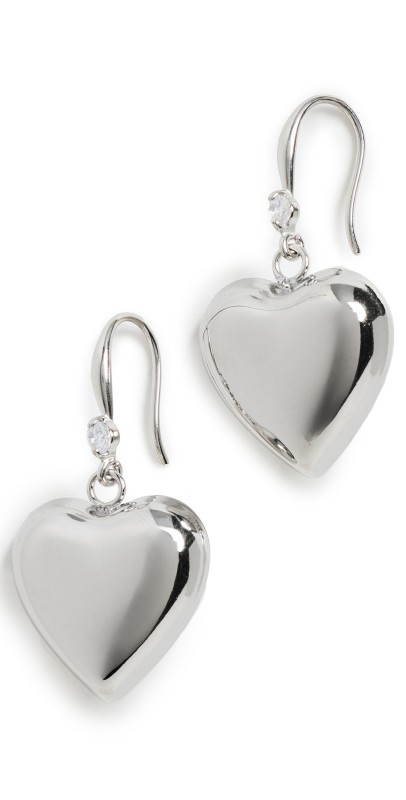 By Adina Eden Solid Puffy Heart Huggie Earrings Silver