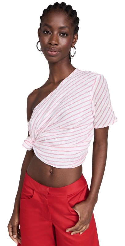 Rosie Assoulin One Armed Bandit Top Red Stripe